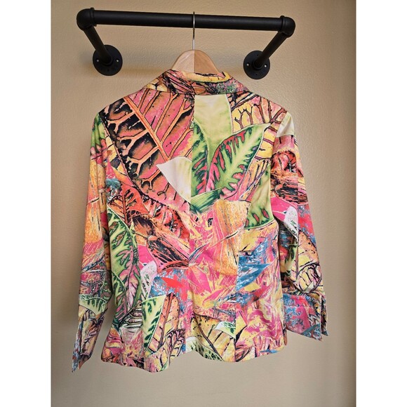 Yansi Fugel floral long sleeve button-up lightweight jacket Women's size medium - Picture 5 of 10